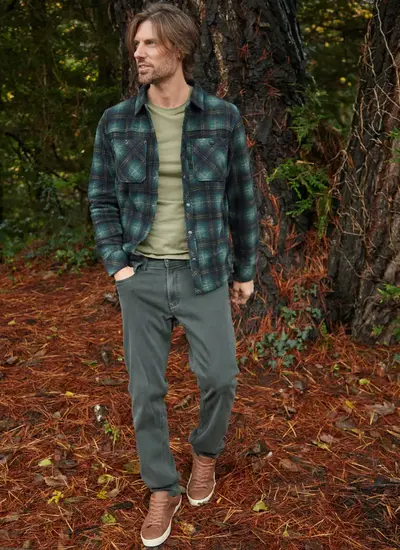Broxburn Fleece Overshirt in Green Check